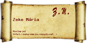 Zeke Mária névjegykártya